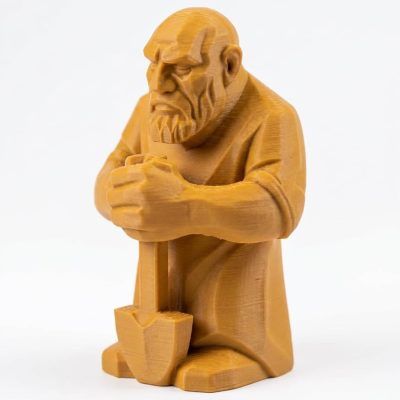 Wood Carved Calloused Hands Figurine in Ochre Yellow Finish - 3D Printed in Canada (Ochre Yellow)