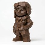 Wood Carved-Like Amelia Earhart Figurine - Unique Desk Decor for Adults – 3D Printed in Canada - 3D Printed in Canada (Black Walnut)