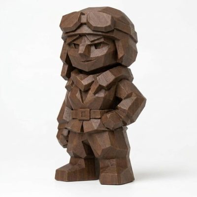 Wood Carved-Like Amelia Earhart Figurine - Unique Desk Decor for Adults – 3D Printed in Canada - 3D Printed in Canada (Black Walnut)