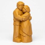 Wood Carved-Like Hugging Couple Figurine in Ochre Yellow Finish - 3D Printed in Canada (Ochre Yellow)