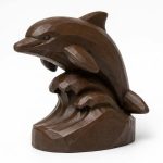 Wood Carved-Like Dolphin Figurine - Unique Desk Decor for Adults – 3D Printed in Canada - 3D Printed in Canada (Black Walnut)