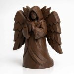 Wood Carved-Like Seraph Figurine - Unique Desk Decor for Adults – 3D Printed in Canada - 3D Printed in Canada (Black Walnut)