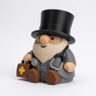 Victorian Doctor Gnome Figurine - Detailed Bearded Gnome with Stethoscope and Doctor's Bag - Unique Office and Home Decor Accent - 3D Printed in Canada