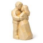 Wood Carved-Like Romantic Embrace Figurine in White Oak Finish - 3D Printed in Canada (White Oak)