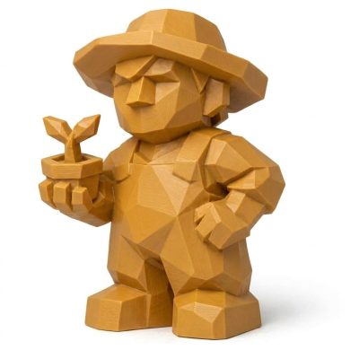Wood Carved Growth Collectible Figurine in Ochre Yellow Finish - 3D Printed in Canada (Ochre Yellow)