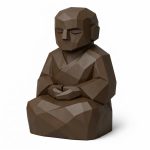 Wood Carved-Like Quiet Mind Figurine in Black Walnut Finish - 3D Printed in Canada (Black Walnut)