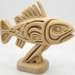 Wood Carved-Style Fish Sculpture in White Oak Finish - 3D Printed in Canada (White Oak)