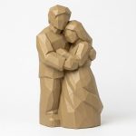 Wood Carved-Like Loving Couple Figurine - Unique Desk Decor for Adults 3D Printed in Canada - 3D Printed in Canada (Classic Birch)