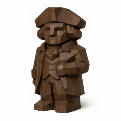 Wood Carved George Washington Collectible Figurine in Black Walnut Finish - 3D Printed in Canada (Black Walnut)
