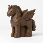 Wood Carved-Like Pegasus Figurine - Unique Desk Decor for Collectors – 3D Printed in Canada - 3D Printed in Canada (Black Walnut)