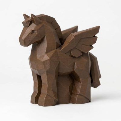 Wood Carved-Like Pegasus Figurine - Unique Desk Decor for Collectors – 3D Printed in Canada - 3D Printed in Canada (Black Walnut)