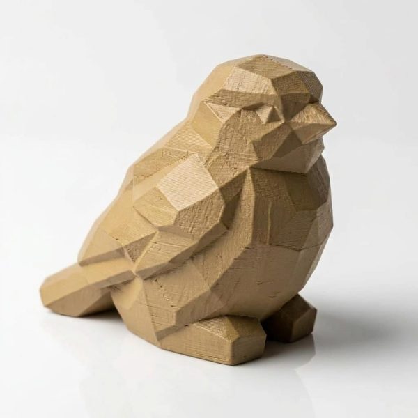 Figurine de moineau sculpté façon bois