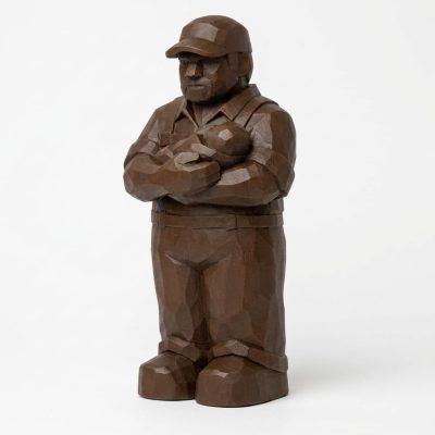 Wood Carved Dad Collectible Figurine in Black Walnut Finish - 3D Printed in Canada (Black Walnut)