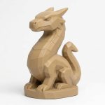 Wood Carved-Like Wyrm Figurine - Unique Desk Decor for Adults 3D Printed in Canada - 3D Printed in Canada (Classic Birch)