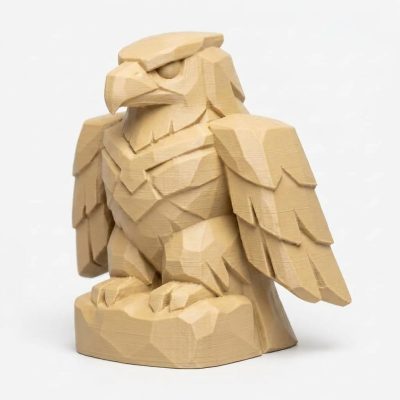 Wood Carved-Like Thunderbird Figurine - Unique Desk Decor for Adults - 3D Printed in Canada (White Oak)