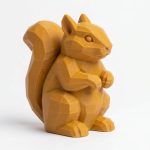 Wood Carved-Like Squirrel Figurine - Unique Desk Decor for Adults – 3D Printed in Canada - 3D Printed in Canada (Ochre Yellow)