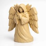 Wood Carved-Like Seraph Figurine - Unique Desk Decor for Adults – 3D Printed in Canada - 3D Printed in Canada (White Oak)