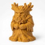 Wood Carved-Like Tree Spirit Figurine in Ochre Yellow Finish - 3D Printed in Canada (Ochre Yellow)