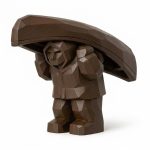 Wood Carved Canoe Carry Collectible Figurine in Black Walnut Finish - 3D Printed in Canada (Black Walnut)
