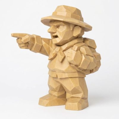 Wood Carved Direction Collectible Figurine in White Oak Finish - 3D Printed in Canada (White Oak)