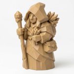 Wood Carved-Like Forest Witch Figurine - Unique Desk Decor for Adults 3D Printed in Canada - 3D Printed in Canada (Classic Birch)