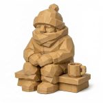 Wood Carved-Like Porch in Winter Figurine - Unique Desk Decor for Adults 3D Printed in Canada - 3D Printed in Canada (Classic Birch)