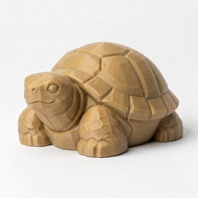 Wood Carved-Like Tortoise Figurine - Unique Desk Decor for Collectors 3D Printed in Canada - 3D Printed in Canada (Classic Birch)