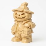 Wood Carved-Like Jack O Lantern Figurine in White Oak Finish - 3D Printed in Canada (White Oak)
