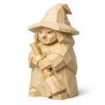 Wood Carved-Like Halloween Witch Figurine - Unique Desk Decor for Adults – 3D Printed in Canada - 3D Printed in Canada (White Oak)