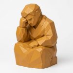 Wood Carved Concentration Collectible Figurine in Ochre Yellow Finish - 3D Printed in Canada (Ochre Yellow)