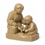 Wood Carved-Like Growing Together Figurine - Unique Shelf Decor for Adults 3D Printed in Canada - 3D Printed in Canada (Classic Birch)