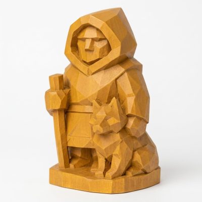 Wood Carved-Like Northern Collectible Figurine in Ochre Yellow Finish - 3D Printed in Canada (Ochre Yellow)
