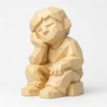 Wood Carved-Like Daydream Figurine in White Oak Finish - 3D Printed in Canada (White Oak)