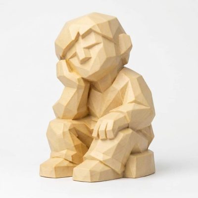 Wood Carved-Like Daydream Figurine in White Oak Finish - 3D Printed in Canada (White Oak)