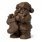 Wood Carved-Like Christmas Stocking Figurine - Unique Desk Decor for Adults – 3D Printed in Canada - 3D Printed in Canada (Black Walnut)