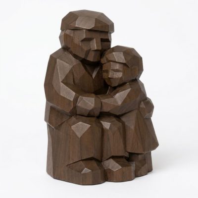 Wood Carved Grandparent and Collectible Figurine in Black Walnut Finish - 3D Printed in Canada (Black Walnut)