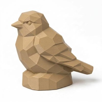 Wood Carved-Like Nightingale Figurine - Unique Desk Decor for Adults 3D Printed in Canada - 3D Printed in Canada (Classic Birch)