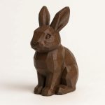 Wood Carved-Like Bunny Figurine in Black Walnut Finish - 3D Printed in Canada (Black Walnut)