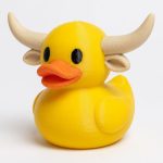 Longhorn Steer Duck Collectible Figurine - Unique Desk Decor for Adults – 3D Printed in Canada