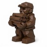Wood-Carved Firewood Stack Collectible Figurine in Black Walnut Finish - 3D Printed in Canada (Black Walnut)