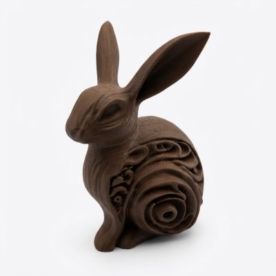 Bunny Variety Collectible Figurine Bundle of 3 in Black Walnut Finish - 3D Printed in Canada (Black Walnut)