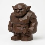 Wood Carved-Like Ogre Figurine - Unique Desk Decor for Adults – 3D Printed in Canada - 3D Printed in Canada (Black Walnut)
