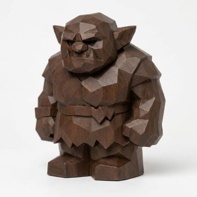 Wood Carved-Like Ogre Figurine - Unique Desk Decor for Adults – 3D Printed in Canada - 3D Printed in Canada (Black Walnut)
