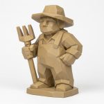 Wood Carved Farmer Collectible Figurine - Unique Desk Decor for Adults 3D Printed in Canada - 3D Printed in Canada (Classic Birch)