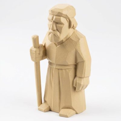Wood Carved Before Leaving Figurine in White Oak Finish - 3D Printed in Canada (White Oak)