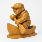 Wood Carved Canoe Bow Collectible Figurine in Ochre Yellow Finish - 3D Printed in Canada (Ochre Yellow)