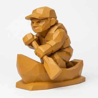 Wood Carved Canoe Bow Collectible Figurine in Ochre Yellow Finish - 3D Printed in Canada (Ochre Yellow)