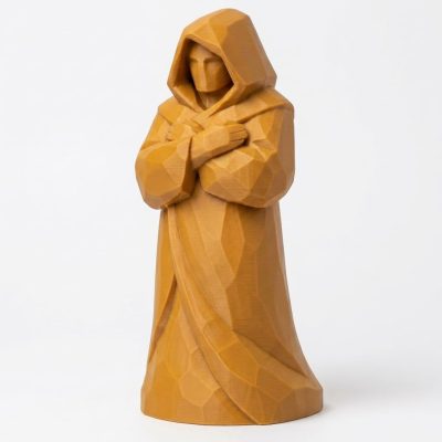 Wood Carved Eternal Figure Collectible Figurine in Ochre Yellow Finish - 3D Printed in Canada (Ochre Yellow)