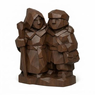 Wood-Carved Fellowship Collectible Figurine in Black Walnut Finish - 3D Printed in Canada (Black Walnut)