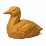 Wood Carved Canadian Loon Collectible Figurine in Ochre Yellow Finish - 3D Printed in Canada (Ochre Yellow)